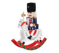 minkissy Figura de Madera Azul Diseño Adorable de Caballo Mecedor, Adorno Navideño Multifuncional para Oficina de Navidad