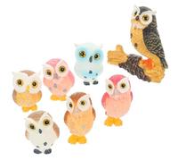 minkissy Figuras de Búho de Decoración del Hogar en Resina, Micropaisaje Diseño Detallado y 7 Piezas para Decorar Macetas y Espacios Variados Varios Estilos