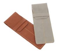 minkissy Funda Protectora de Cuero PU para Bolígrafos Vintage 2 Unidades, Estuche Doble para Pluma Estilográfica, Colores Gris y Marrón, Tamaño Compacto para Oficina y Varios Estilos