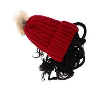 minkissy Gorra De Peluca De Punto Cálido Para Mujer Gorro Con Pelo De Accesorio Elegante y Divertido Para Fiestas De Invierno y Exteriores