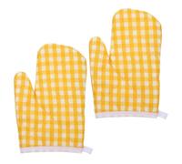 minkissy Guantes de Cocina Resistentes al Calor para Horno, 2 Piezas Tamaño Infantil, Algodón y Poliéster, Diseño en Patrón Dorado, Ideales para Hornear, Microondas y Barbacoa en Cocina