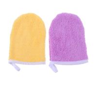 minkissy Guantes Desmaquillantes de Microfibra Suaves 2 Unidades Amarillo y Morado Paños Limpiadores Faciales Reutilizables para Eliminar Maquillaje sin Irritación Secado Rápido y Uso