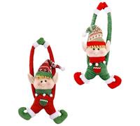 minkissy Hebilla para Amarrar Cortinas Navideña 2 Piezas Diseño de Duende Rojo y Verde, Decoración Festiva para Puerta y Ventanas, Resistente y Reutilizable para Hogar y Fiestas