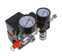 minkissy Interruptor del Compresor de Aire, Presostato con Regulador y Manómetro, Plástico, 4 Orificios, Manija Horizontal, 0,5-0,8 Mpa, para Compresores de Aire, Construcción y Reparación