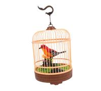 minkissy Jaula de Pájaro Juguete Interactiva con Activación por Voz Simulación Canto Realista Colgante Portátil para Decoración