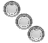 minkissy Juego de 3 Bandejas Magnéticas Redondas de Acero Inoxidable para Piezas Pequeñas Base Magnética Resistente para Talleres y Almacenamiento de Herramientas