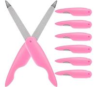 minkissy Juego De Limas De Uñas Plegables De Metal 8 Piezas, Tamaño Mini, Doble Cara, Para Manicura Profesional y Uso Viaje, Color Rosa