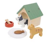 minkissy Juego De Simulación De Alimentación para Mascotas Muebles Mini Casa De Perro Juguete De Madera Decoración Mini Casa De Madera Miniaturas Decoración Diseño