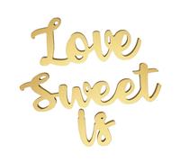 minkissy Letrero Decorativo de Mesa Love Is Sweet en Madera Dorada para Decoración de Bodas, Aniversarios y Despedidas de Soltera, Decoración Grande para Recepción y Eventos Obsequios