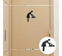 minkissy Letrero Señal para Cambio de Pañales de Ñiño, Acero Inoxidable Pintado Negro, Indicador de Baño Público para Maternidad y Espacios Infantiles, Señal Identificativa para Oficinas