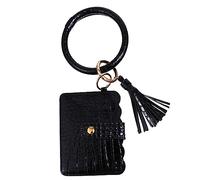 minkissy Llavero De Pulsera De Cuero Elegante Bolso De Moda Borlas Bolso De Cuero para Mujer Soporte Creativo para Llaves y Tarjetas Bolsa Multifunción para Uso Diario