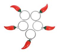 minkissy Llavero Decorativo de Pimiento Rojo 5 Piezas, Colgante Artificial para Bolso, Amuleto Festivo y Favor de Fiesta, Accesorio Pequeño para Mochila y Llaves, Obsequio Simbólico