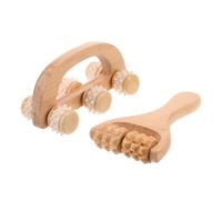 minkissy Masajeador Manual de Rodillos de Madera 2 Piezas Portátil Tamaño 15X8 CM y 13X65X6 CM para Espalda Cuello y Pies Herramienta de Masaje para Recuperación Muscular y Alivio de
