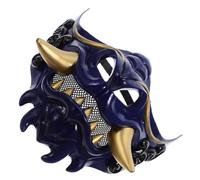 minkissy Máscara de Media Cara Japonesa Oni Demonio Malvado Azul para Cosplay y Disfraz de Halloween Unisex, Accesorio Ligero y Ajustable para Fiestas y Juegos de Guerra