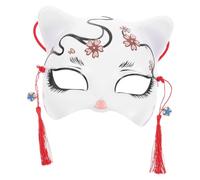 minkissy Máscara Japonesa de Gato Plástica Ligera para Halloween y Carnaval Media Cara con Colores Compatible para Adultos Rol Fiestas