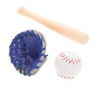 minkissy Mini Béisbol Accesorios Deportivos Miniatura Guante de PU Bate de Madera y Pelota para Casas Pequeñas rol Recreativos