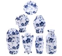 minkissy Mini Jarrones de Cerámica para Casas de Muñecas, 7 Piezas, Modelo Decorativo Miniatura, Contenedores de Flores Resistentes para Decoración de Escritorio y Micropaisajes