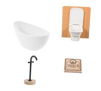 minkissy Miniatura Muebles Baño Muñecas Inodoro Bañera Grifo Suelo y Báscula Accesorios Casa Muñecas para Infantil y Decoración