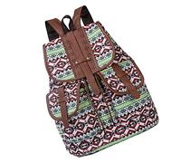 minkissy Mochila y Espaciosa Resistente y Cordón de Lona Vintage Diseño Étnico para Viajes y Uso Casual en Compras o Fitness