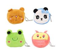 minkissy Monedero de Peluche Forma de Animal 4 Unidades Oso Tímido Búho Rojo Panda Azul Rana y Compacto para Niñas y Mujeres Adecuado para Organizar Monedas y Tarjetas el Día a