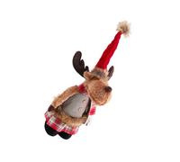minkissy Muñeco Telescópico de Alce Gris para Navidad Decoración Navideña de Felpa Suave Adorno de Escritorio Retráctil Obsequio Infantil Navideño Original y Divertido