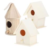 minkissy Nido de Pájaros de Madera Creativo 3 Piezas con Entrada Ancha y Cuerda Colgante para Decoración del Hogar y Ornamento de Casa Fácil de Montar Varios Estilos