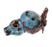 minkissy Ocarina de Cerámica 6 Agujeros en Do Alto, Instrumento Musical con Acabado Esmaltado Azul Flores, Tamaño Medio, Adecuado para Educación Musical, Meditación y Narración de Cuentos