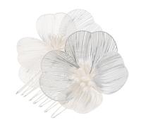 minkissy peine de pétalos pincel de maquillaje suave decoración interior del coche peines pequeños para el cabello para mujeres peine del pelo de la boda de la novia Material mixto Silver