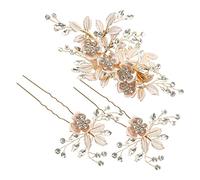 minkissy Peineta Para El Pelo De Novia Para Boda Horquilla De Hoja De Aleación Tocado Con Diamantes De Imitación Conjunto De Accesorios Para El Cabello Para Novia