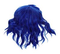 minkissy Peluca Cosplay Rizada Bob Corto con Flequillo para Mujer, Peluca Sintética Barbilla en Azul Oscuro, Adecuado para Disfraz Carnaval, Fiesta y Halloween
