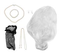 minkissy Peluca De Anciana Realista Peluca Grises Para Mujer Plateadas Para Señora Mayor Conjunto De Disfraz Divertido Con Accesorios Para Fiesta De Disfraces De Halloween