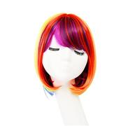 minkissy Peluca de Pelo Corto de para Mujer Peluca de Arcoíris Accesorios de Cosplay Peluca de Pelo Falso para Fiestas de Halloween Y Eventos Multicolor