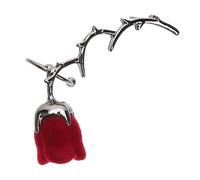 minkissy Pendientes Botón De Flor Rosa Con Espinas Color Burdeos Para Mujer Diseño Punk y Clip De Oreja Sin Perforar Accesorio Versátil Para Vestir Casual y Ocasiones Especiales