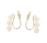 minkissy Pendientes Clip De Perla Simulados 3 Perlas, Cobre Bañado En Oro 14k, Sin Perforación Ni Dolor, Para Mujer, Uso Diario y Eventos, Diseño Minimalista En Tamaño Pequeño, 2 Piezas