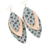 minkissy Pendientes de Cuero con Diseño de para Mujer Aretes Dangle de Vintage Gris Accesorios Elegantes para Ocasiones Especiales y