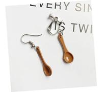 minkissy Pendientes De Gancho Para Oreja Forma De Cuchara y Espátula Hechos a Mano, Alambre Ligero De Metal, Joyas Divertidas Para Obsequio y Uso Diario, Diseño Mini y Color Café