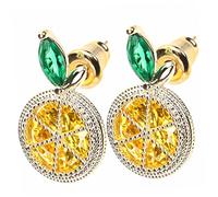 minkissy Pendientes De Limón Hermosos y Elegantes Adornos Para Orejas Joyas De Fruta Forma De Rodaja De Limón Para Diario y Ocasiones Especiales