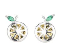 minkissy Pendientes De Limón Plata Esterlina Gemas De Imitación Aros De Oreja Forma De Rodaja De Limón Accesorios Para Orejas Para Verano y Uso Diario