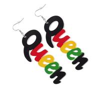 minkissy Pendientes De Reina De Madera Africano Dije De Letra Accesorios De Alfabeto De Madera Para Mujer Pendientes De Palabra Reina Para Uso Diario