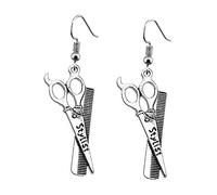 minkissy Pendientes De Tijeras y Peine Para Mujeres Accesorios Joyería De Oído Elegante y Para Peluquería