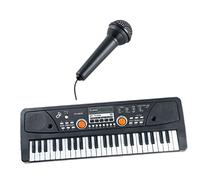 minkissy Piano Electrónico Infantil 49 Teclas Multifuncional con Micrófono Juguete Educativo para Niños Desarrollo Musical Juguete de Aprendizaje para Cumpleaños