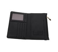 minkissy Porta Pasaporte RFID De PU Negro, Funda Protectora Portátil para Tarjetas De Viaje, Protector De Pasaporte y Documentos para Uso Diario, Tamaño Corto Compacto