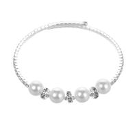 minkissy Pulsera de perlas Accesorio fiesta novias casarse nupcial pulseras de perlas brazalete de de imitación pulsera de novia Aleación de zinc Silver
