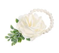 minkissy Pulsera de Ramillete de Muñeca para Boda Flores Artificiales y Hojas Verdes, Ligera Diseño Natural para Damas en Celebraciones