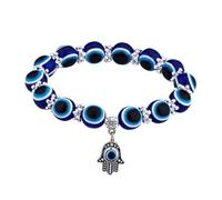 minkissy Pulsera Del Mal De Ojo y Pulsera De Cuentas Azul, Joyería De Cuentas De Mano, Accesorio De Protección, Estilo Minimalista, Unisex, Para Uso Diario y Eventos Obsequios, Tamaño Único