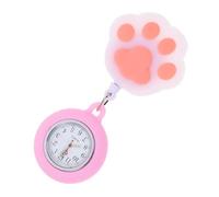 minkissy Reloj de Bolsillo para Enfermera Clip, Diseño en Forma de Pata de Gato, Cuarzo Luminoso Rosa, Reloj Colgante Práctico para Estudiantes y Profesionales de Salud