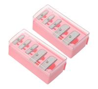 minkissy Sacapuntas Manual de Maquillaje de 5 Agujeros, 2 Unidades, Color Rosa, con Tapa Protectora, para Lápices de Cejas y Labios, Afilado Preciso, Compacto y Portátil para Uso Diario