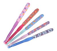 minkissy Set de 5 Agujas de Crochet de Aluminio y Silicona Mango Ergonómico y Diseño Creativo para Tejer Suéteres y Manualidades Acabado Resistente y Fina Elaboración