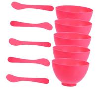minkissy Set De 5 Cuencos De Plástico Para Mascarilla Facial Con Aplicador y Espátula, Color Rosa Oscuro, Tamaño Mediano, Accesorios Para Mascarillas Caseras De Spa En Casa y Salones De Belleza