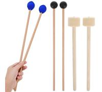 minkissy Set de 6 Mazas de Percusión de Madera para Batería Cabezas de Fieltro Baquetas para Bombo y Timbales Accesorios para Instrumentos Adecuado para Principiantes y Uso Profesional